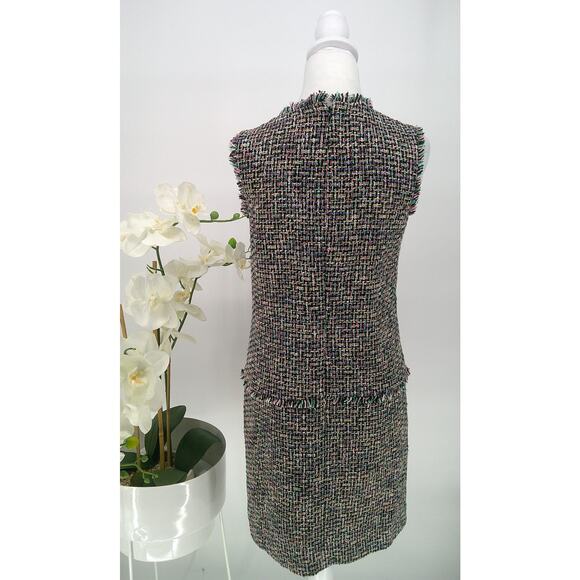 J.Crew Womens Multicolor Tweed V-Neck Fringe Trim and Pockets Shift Dress Size 6 - Picture 5 of 11